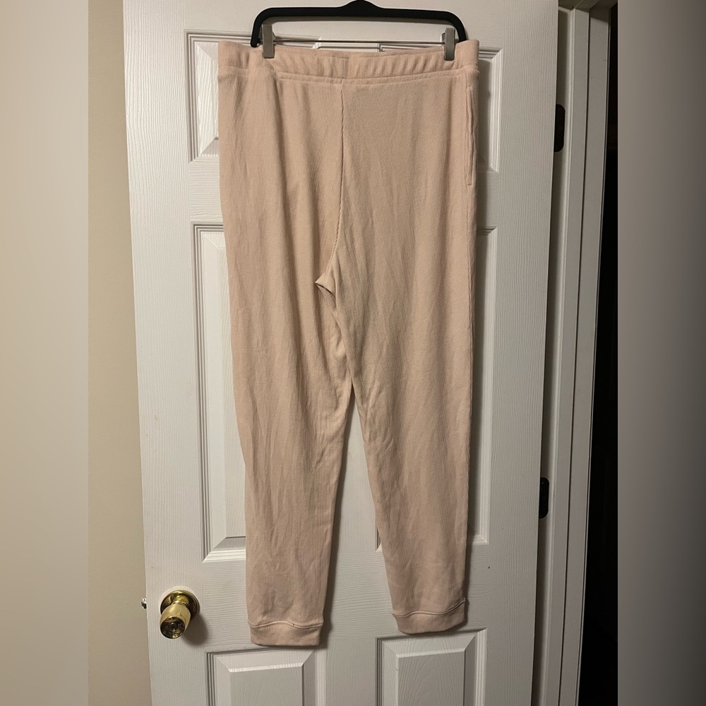 Victoria's Secret/PINK Ribbed Thermal Jogger Tan Lounge Pants Size XXL & XL - Picture 5 of 7